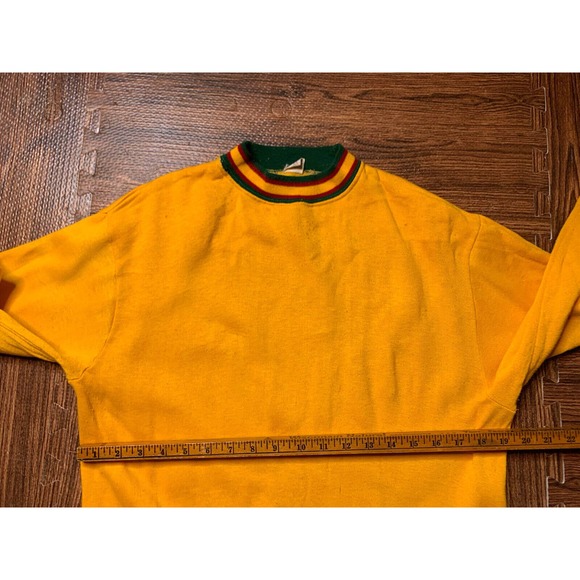 Vtg 60s Creslan Casual Yellow Green Shirt long Sleeve Ringer Sweater sz L (READ) - Picture 9 of 10